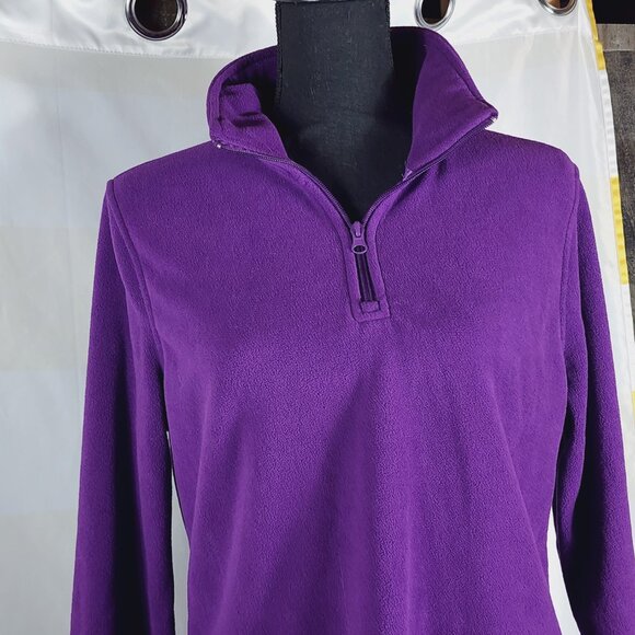 Faded Glory Pretty Purple Poly Fleece Half Zip Pullover Long Sleeve Top M 8/10 - Picture 3 of 16